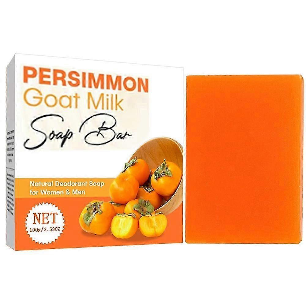 Persimmon Soap Bar for Body Odor Control, Natural Purifying Deodorizing Soap Bar with Goat Milk for Eliminating Nonenal Body Odor