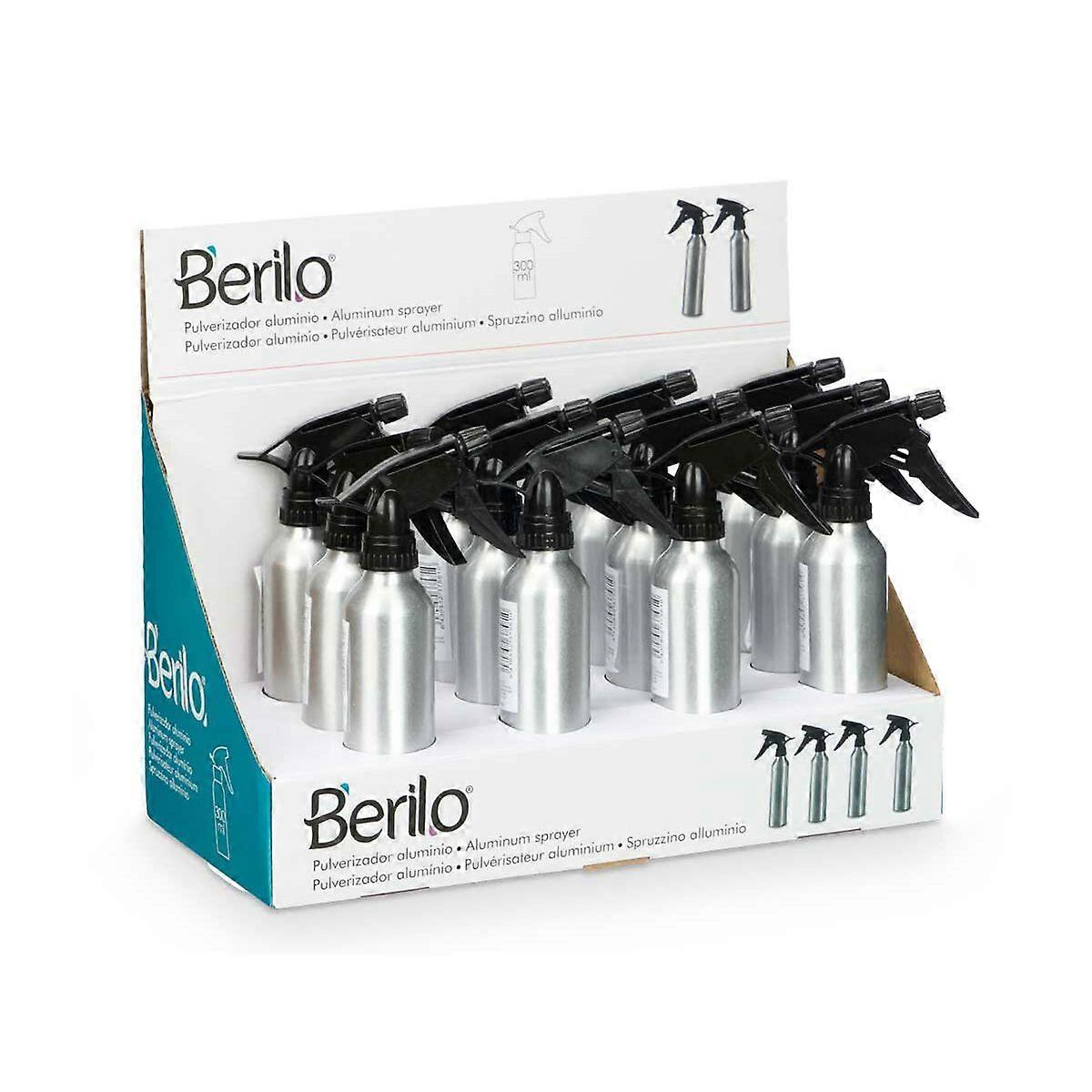 Atomiser Bottle Berilo Black Silver Aluminium polypropylene 300 ml (12 Units)