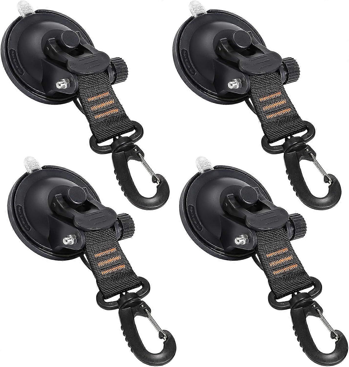 Heavy Duty Suction Cups New, 4 Pieces with Hooks Rotatable Car Camping Tie Down Suction Cup Camping Tarp Accessory with Securing Hook Strong Power for