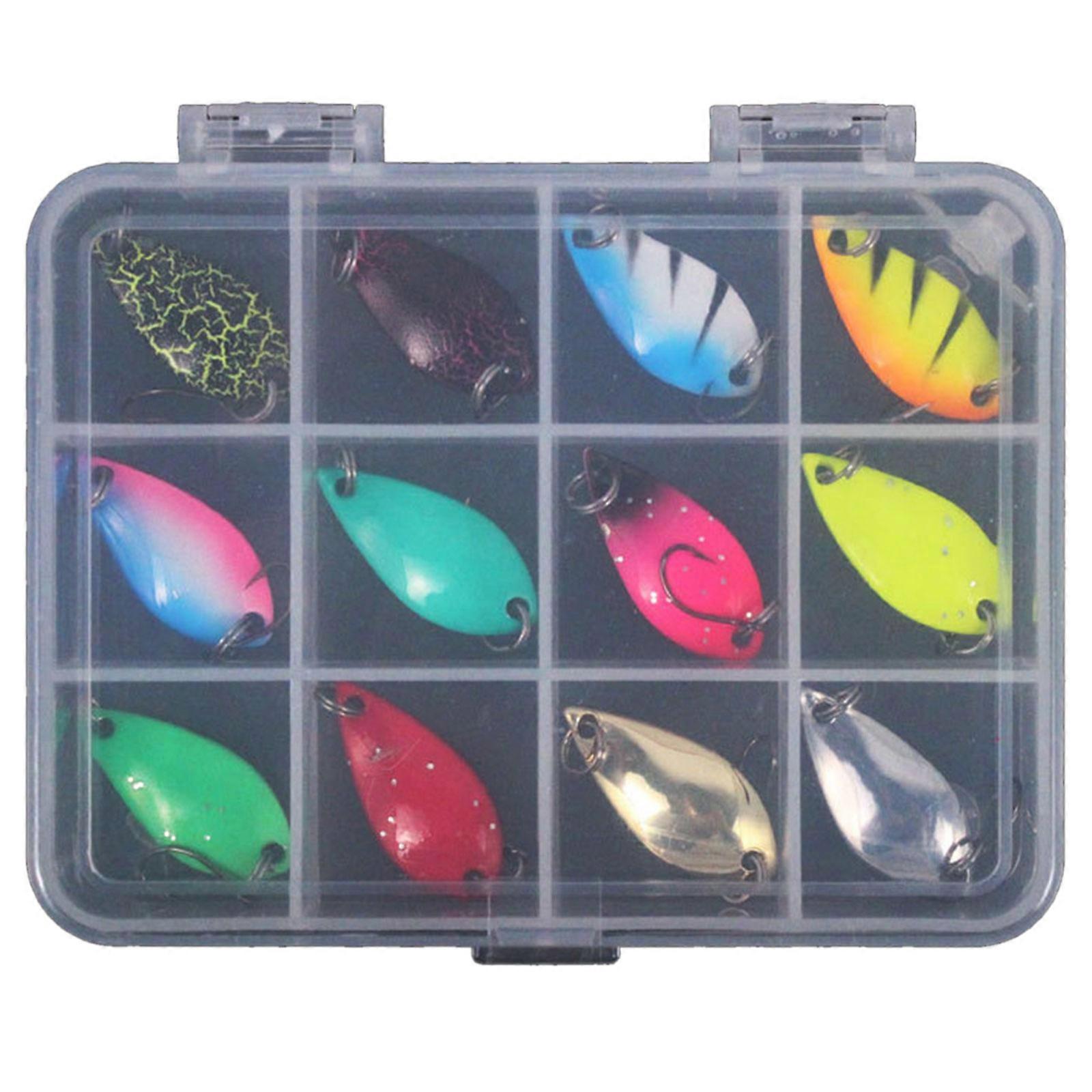 12Pcs Stahl Single Hook Spinner Baits Pailletten Köder Bass Löffel Angeln Spinner Swimbaits Set für Salzwasser und Salzwasser