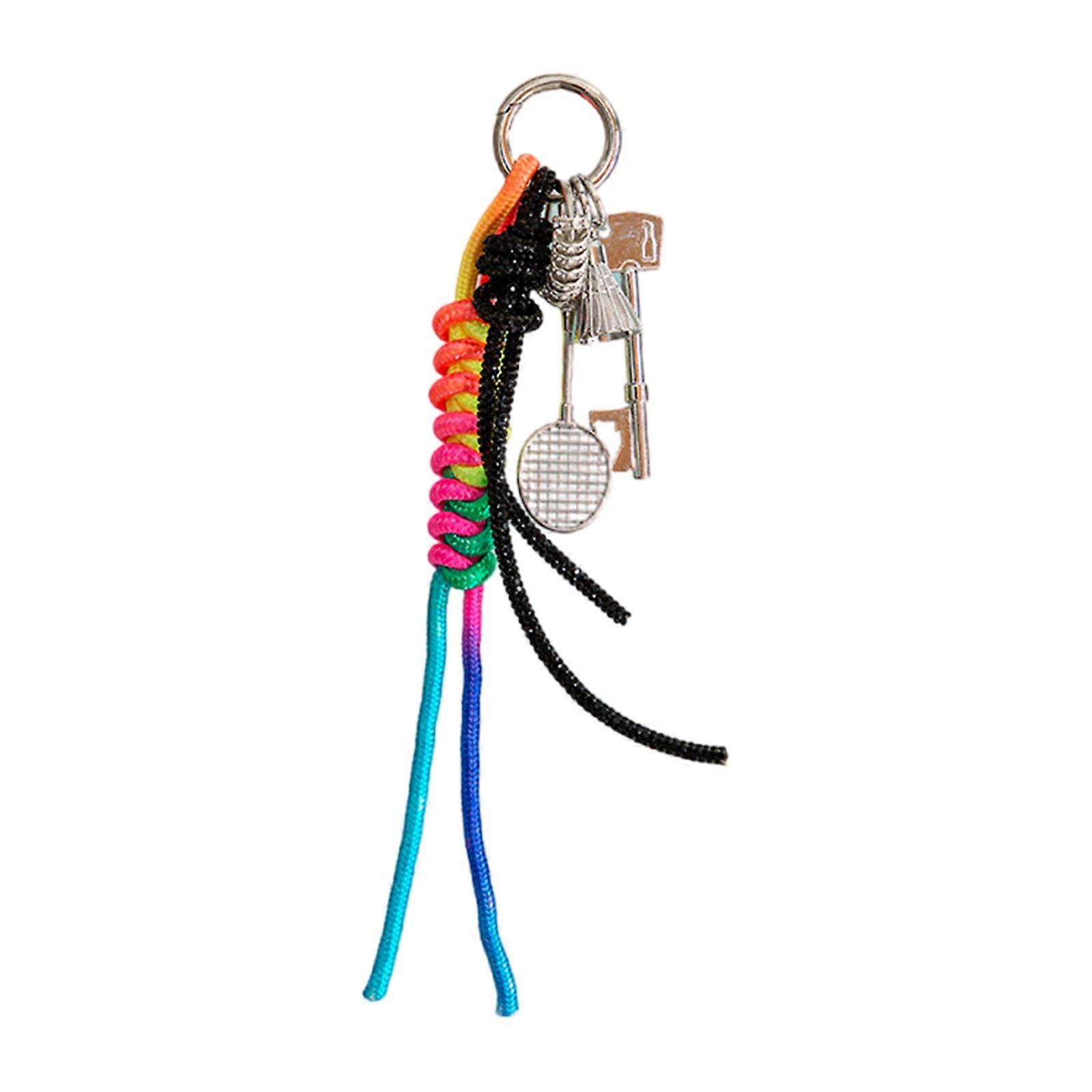 مضفر معلقة حبل الهاتف سوار للفتيات والنساء الملونة مضفر الحبل Keyring حقيبة منسوجة اليد العشق