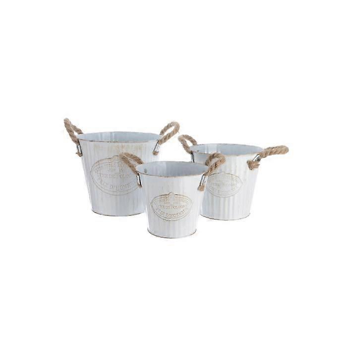 Secchio di zinco - GENERICO - Set di 3 - Manico in corda - Dimensioni Ø20x17cm Ø17x15cm Ø15x13cm