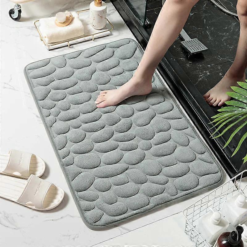 Top-Selling Memory Foam Bathroom Rug – Anti-Slip Pebble Embossed Mat for Basin, Bathtub, and Shower Door