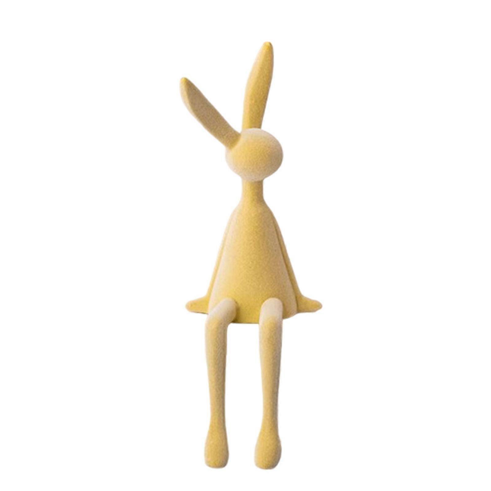 Cute Velvet Flocked Sitting Rabbit Figurine Soft Touch Flocked Rabbit Statue 28cm Height Flocking Rabbit Figure