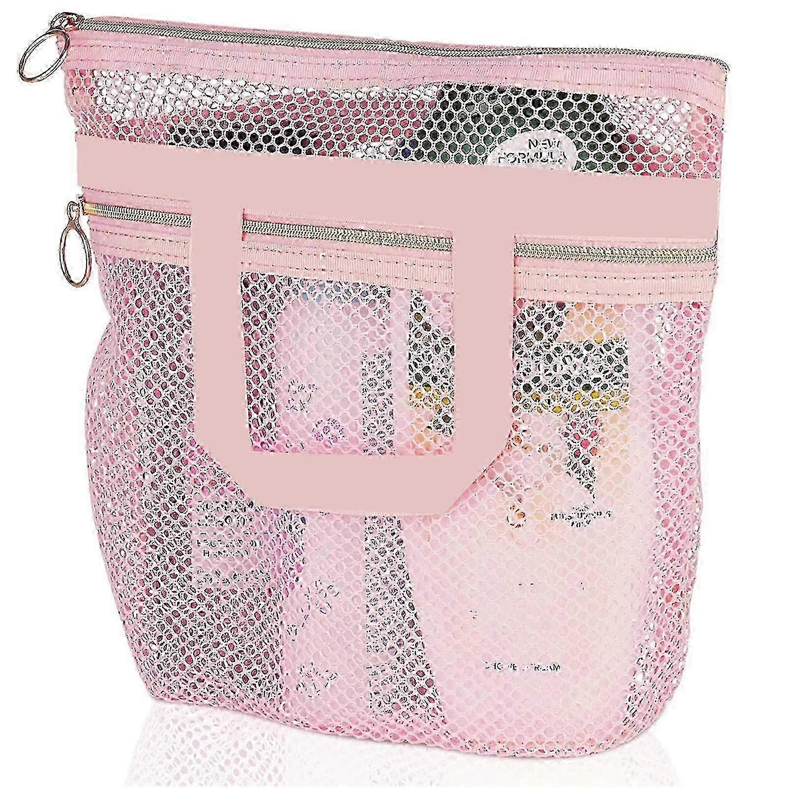 Mesh Shower Tote Bag Portable With Handle Bath Organizer For Travel Camping f54