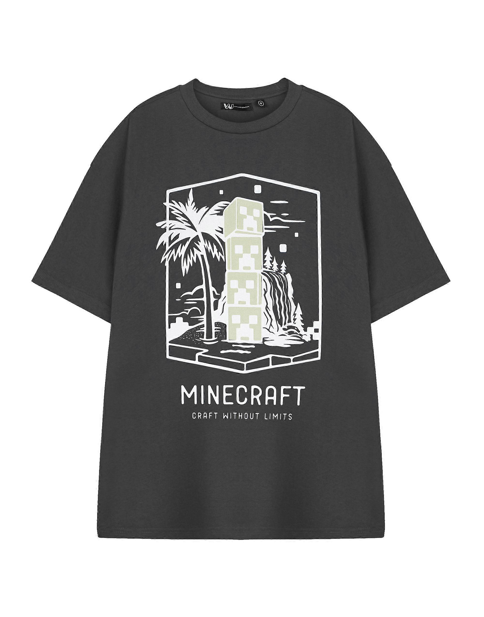 Minecraft 男士短袖 T 恤灰色工艺无限制