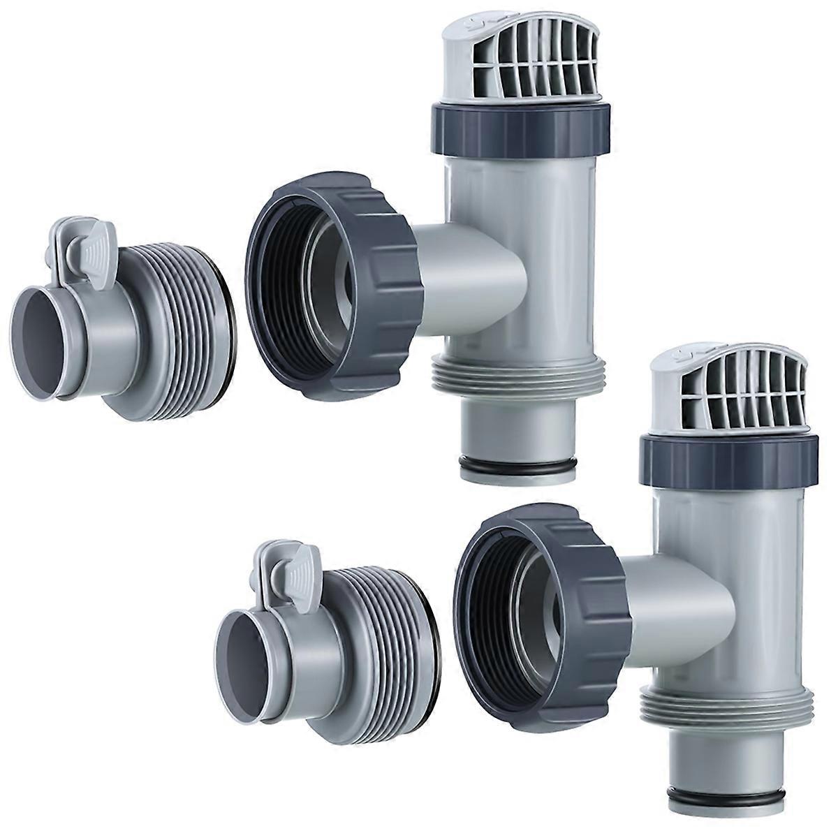 2 Pcs Pool Plunger Valve and 1.25 Inch to 1.5 Inch Type B Hose Adapter Compatible for Pool Replacement Parts