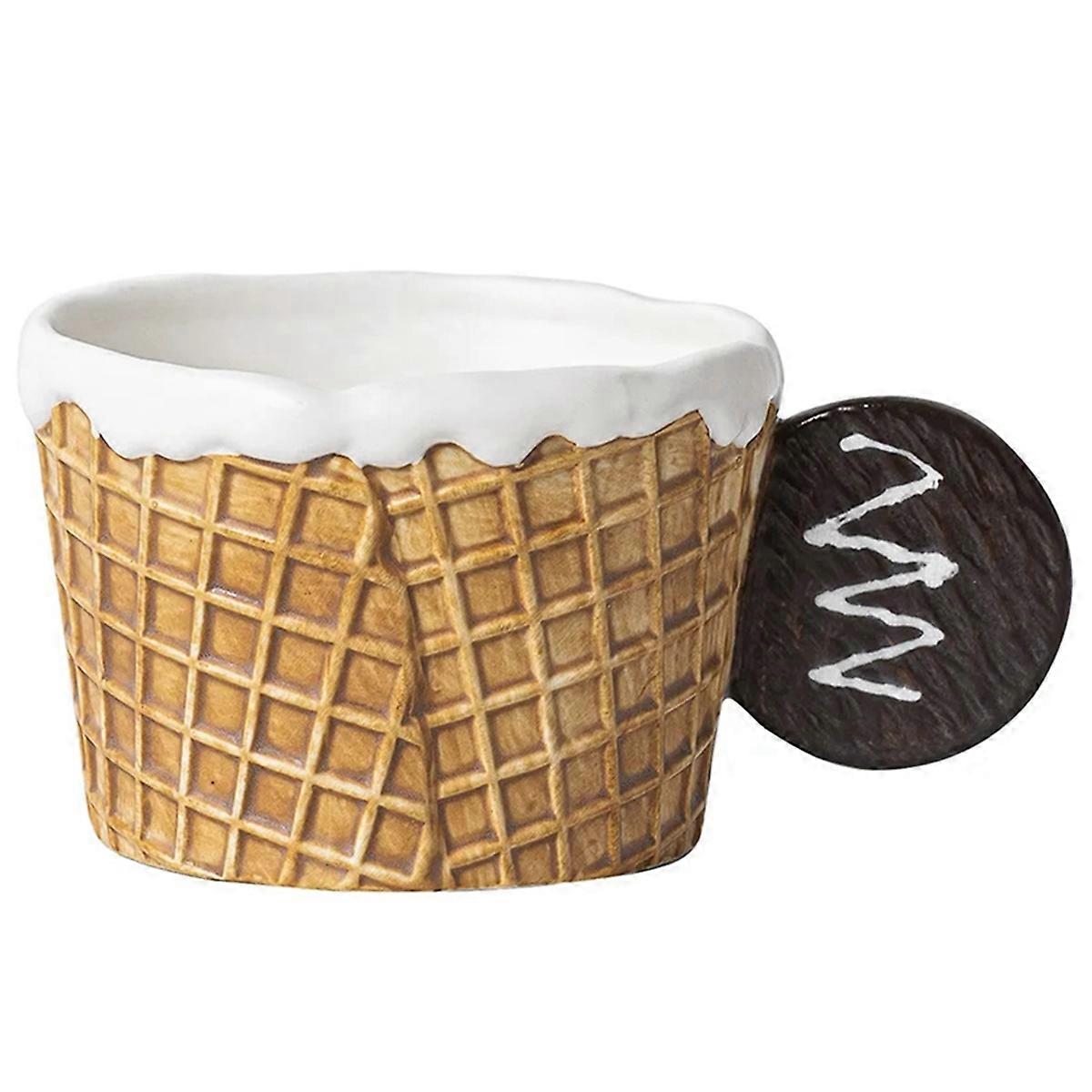  Cookie Water Cup Cute Ceramic Mug,Brown,Round Handle