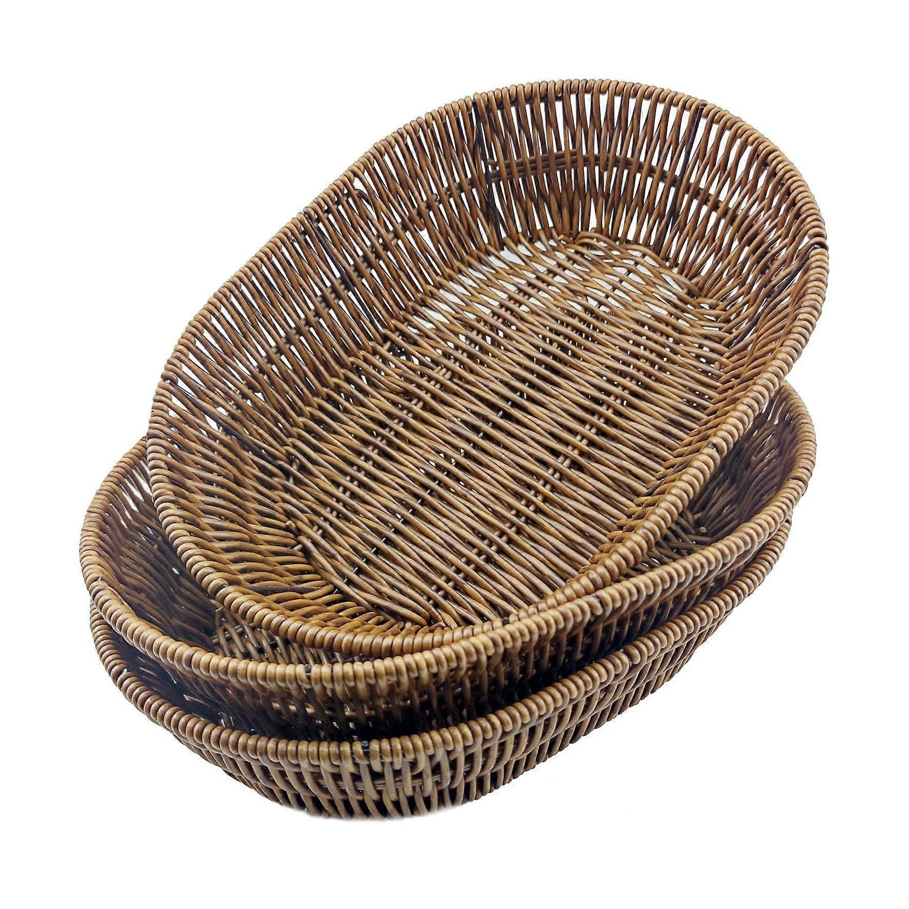 Handwoven Bread Baskets Set of 3 for Home and Restaurant Use, Natural Wicker Baskets, Rustic Kitchen Decor