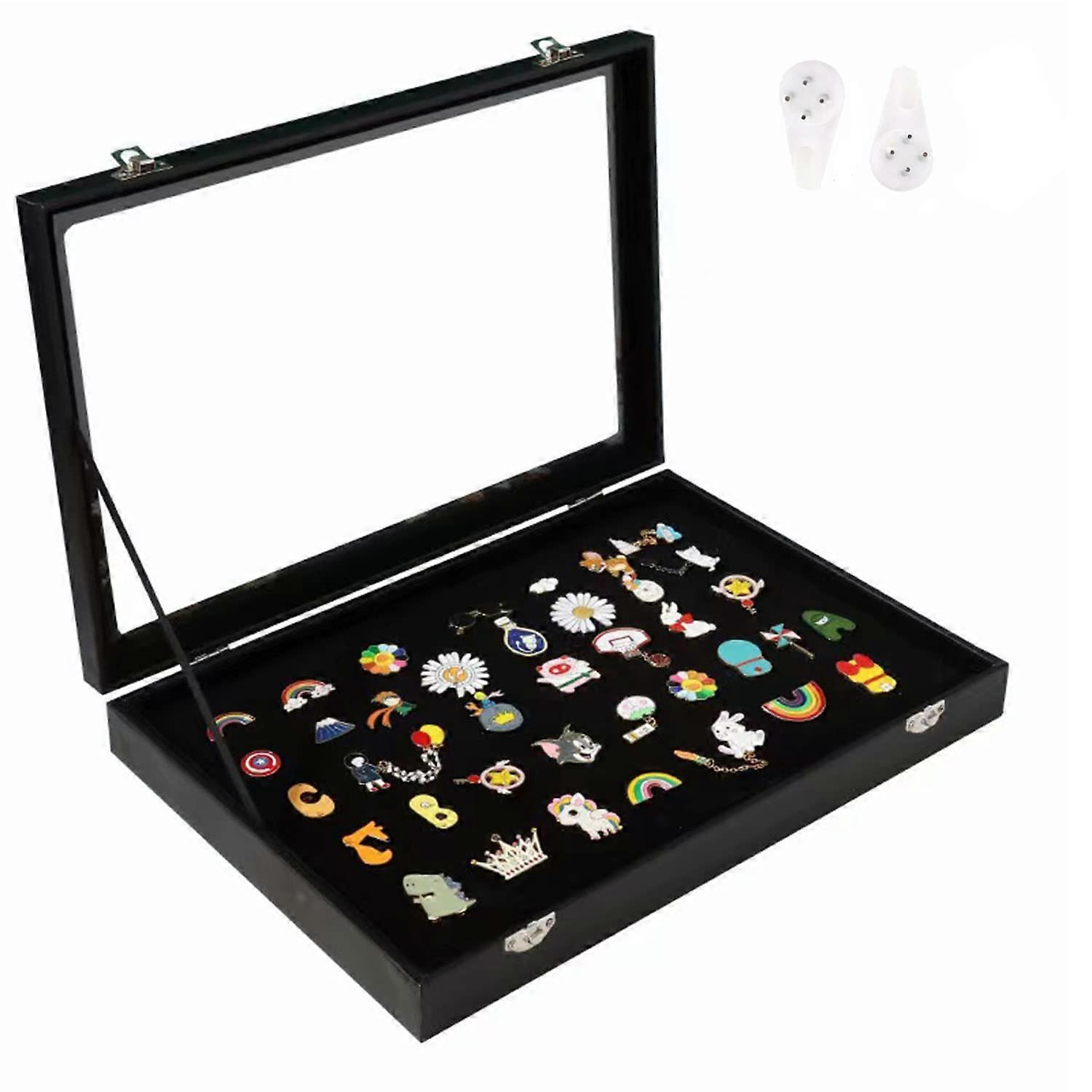 Enamel Pin Display Case Shadow Box Frame Dustproof for Military Medal Collection 11x8 Inch