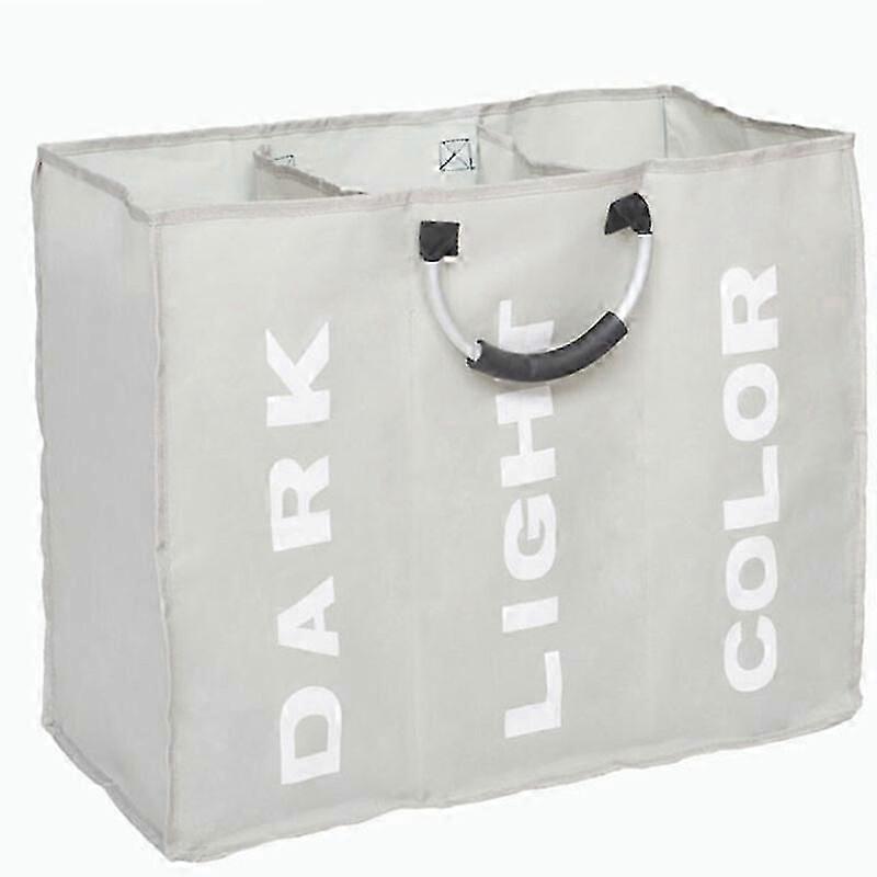 Large 3 Section Laundry Hamper, Collapsible Laundry Bag, Collapsible Clothes Sorter Fabric Storage Bag with Carry Handles for Dirty Clothes for Home B