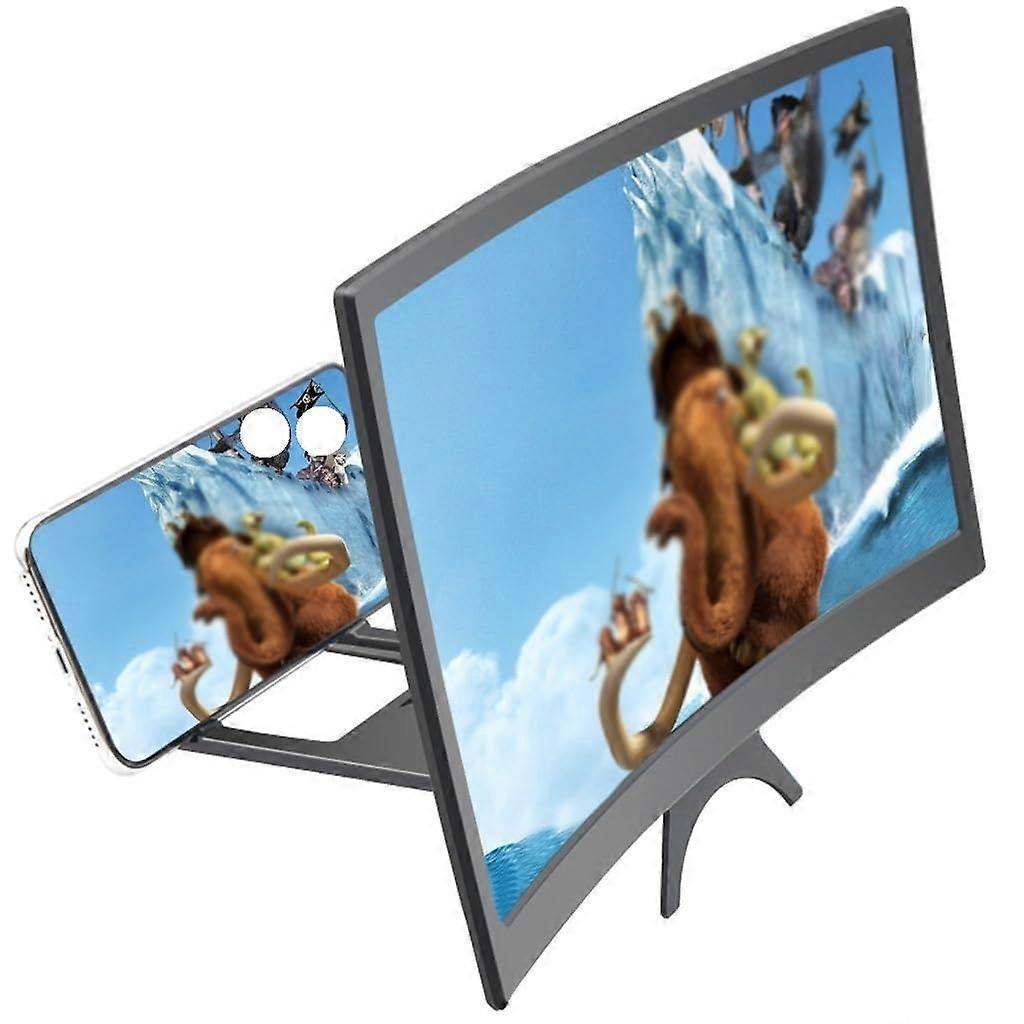 BAILAI 12 Inch Mobile Phone Curved Screen Amplifier Amplifier 3D Mobile Video Phone Magnifying Glass Stand Bracket Foldable Holder, -7707