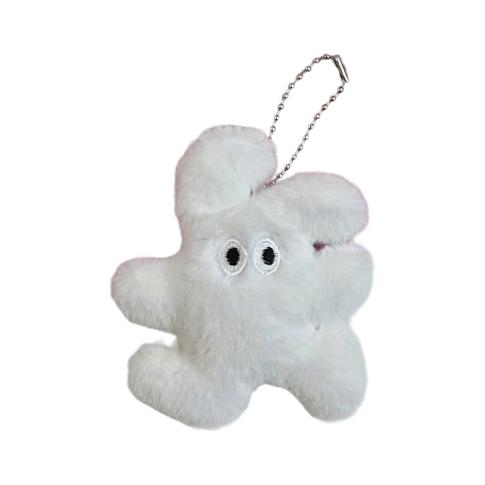Eye catching Rabbit Keychain Accessory Cute Rabbit Toy with Swing Ears Soft Stuffed Doll Keychain for Car or Backpack White
