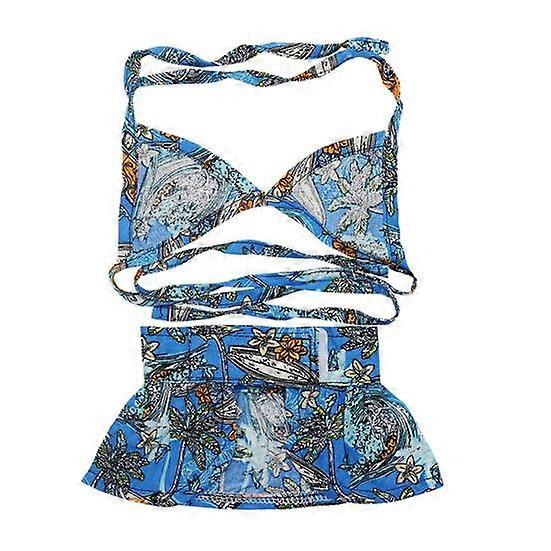 Pet Bikini Set Summer Beach Leaf Print Lace-Up Fastener Tape Breathable Photo Props Small Medium Dog Puppy Cat Bathing Suit Swimwear