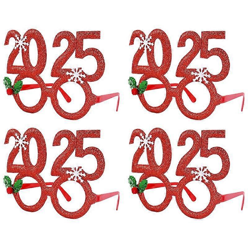 4 יחידות משקפי חג המולד 2025 מסיבת השנה החדשה אביזרי צילום קישוטי חג המולד ילדים משקפי ראייה למבוגרים מתנות צילום ציוד לבית