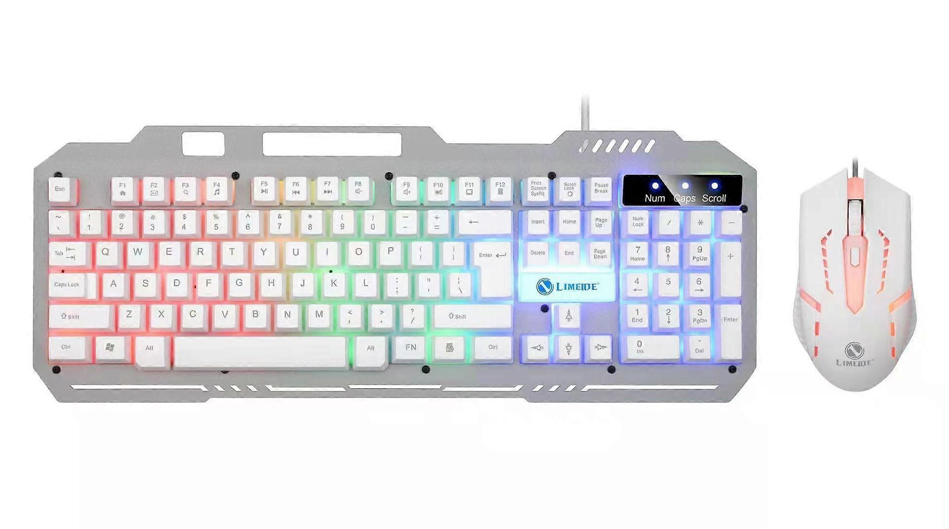 104 Keys RGB Backlit Wired Gaming Mechanical Keyboard Mouse Set for PC - White, Compatible with Computer Games