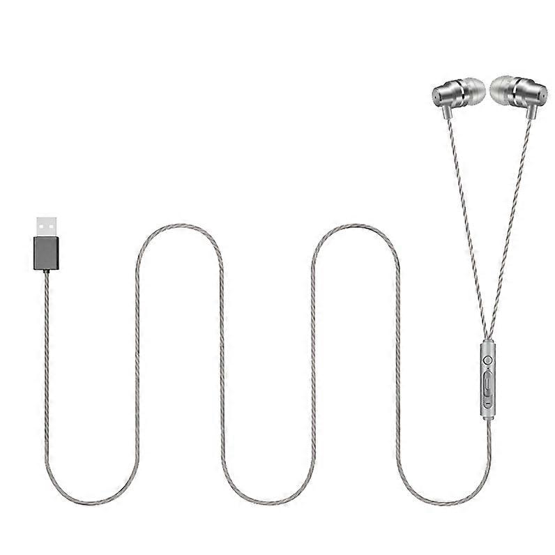 JS-V1 Computer Game Wired Headphones with Microphone, Spec: Iron Gray USB