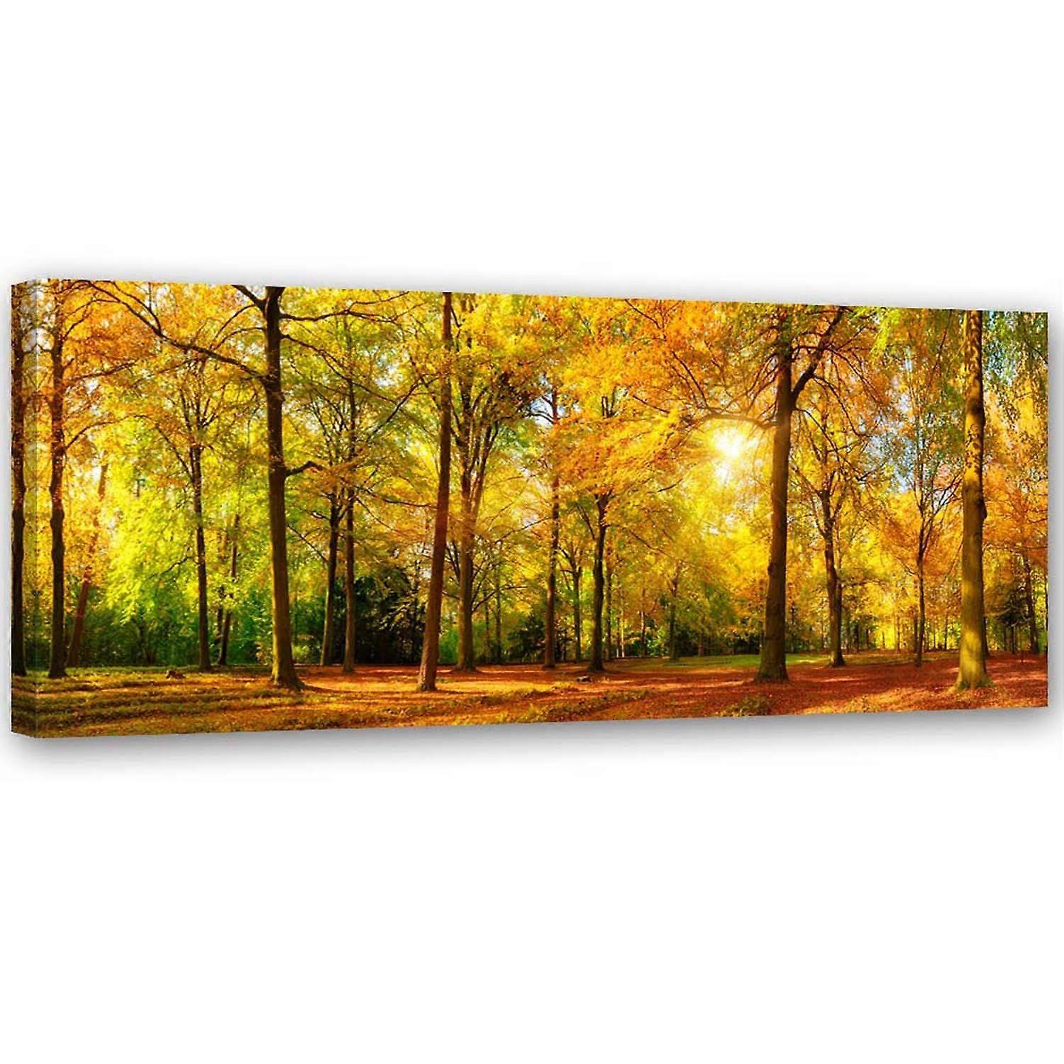 Impression sur toile, Forêt dorée - 120x40