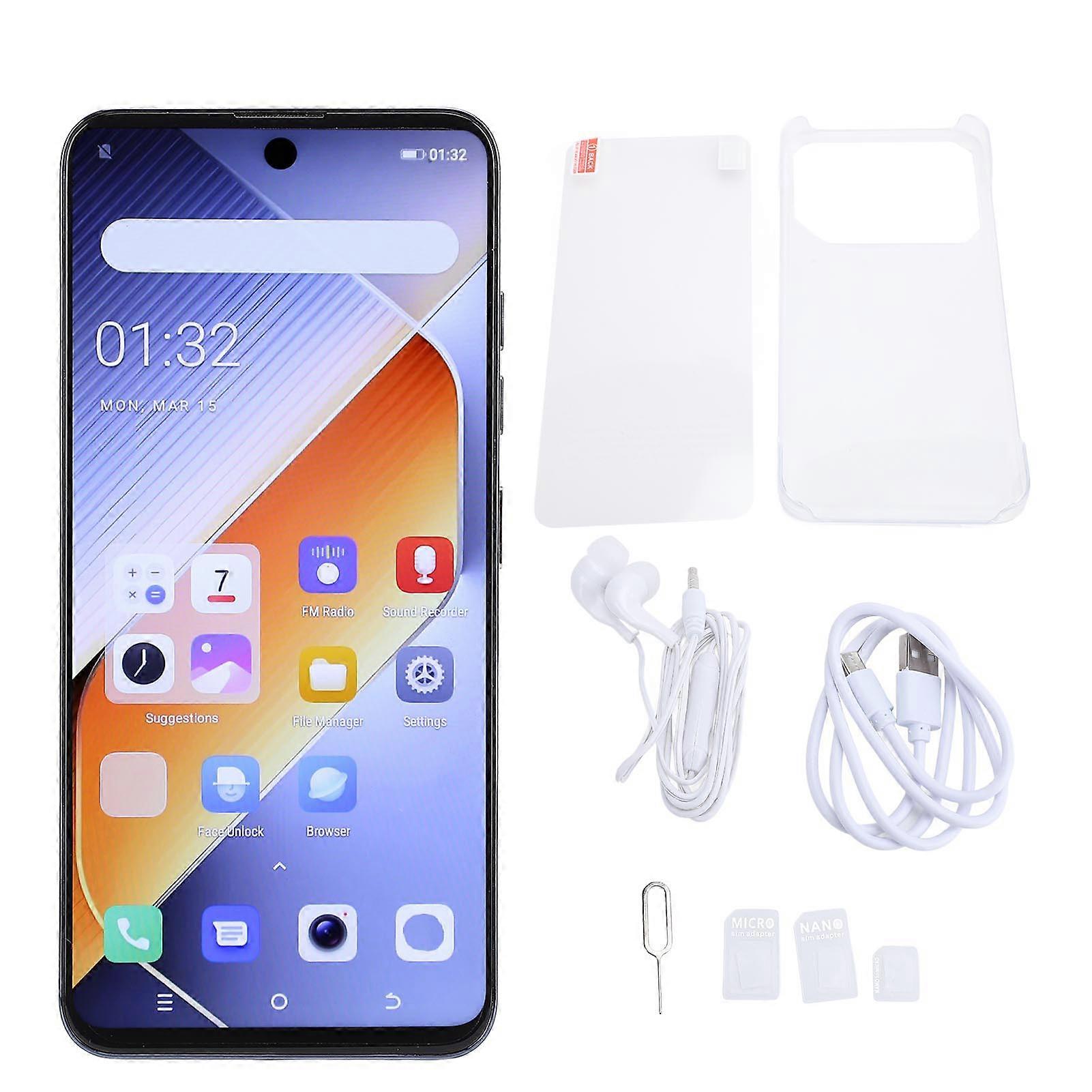 Cell Phone 6.54 Inch HD 4GB RAM 32GB ROM Face Fingerprint Unlock 2MP Front 5MP Rear Camera Card Dual Standby Smartphone for Android 10