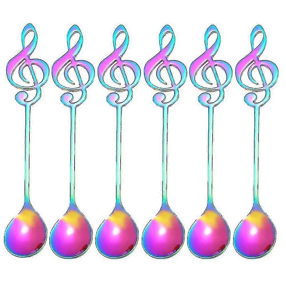6pcs Music Teaspoon Set Mixing Mixed Decorative Beverage Spoon,d