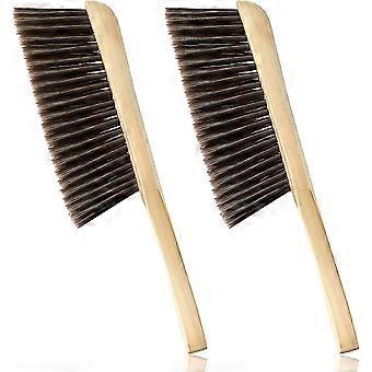 2 Pieces Wooden Brushes Fireplace Brush Horse Hair Bench Brush(brown)