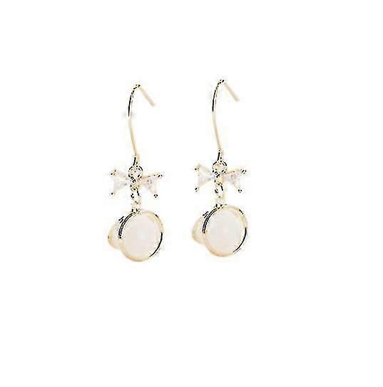 (gold)bow Opal Earrings