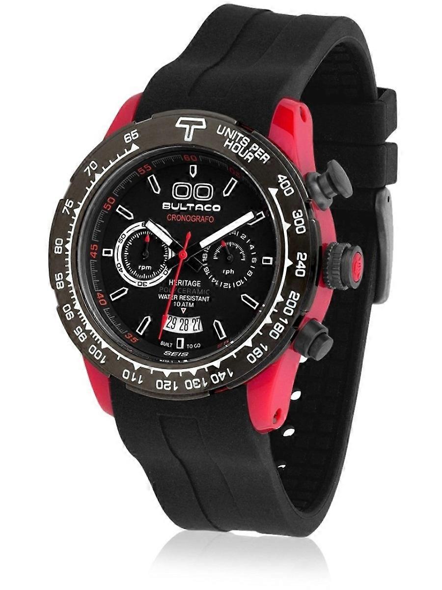 Bultaco Schwarz Gummi H1PR43C-CB1 Herrenuhr