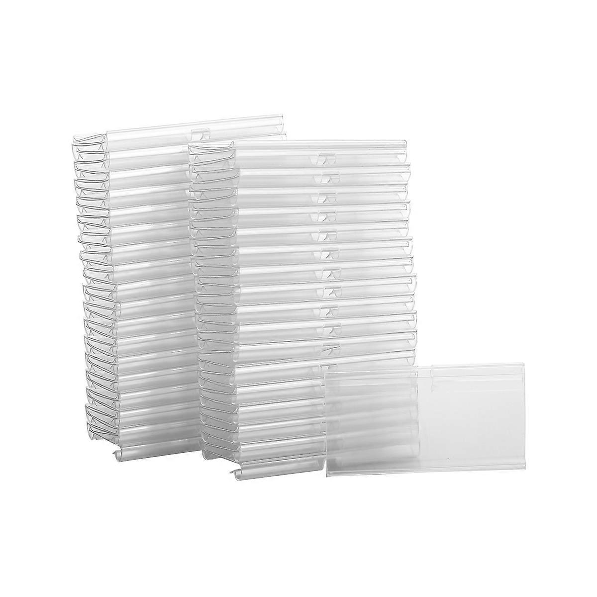 70PC 8X4.2cm Clear Plastic Label Holders for Wire Shelf Retail Price Label Basket Labels Clip on La