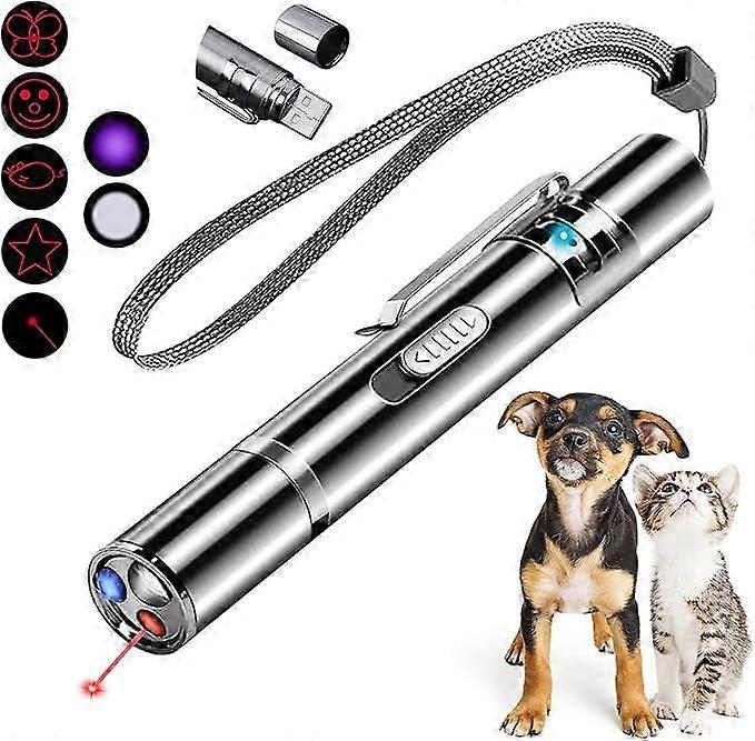 Cat Laser Toy, 7 Adjustable Patterns Pet Laser Pointer Toys for Indoor Cats Dogs, Long Range 3 Modes Training Exercise Chaser Interactive Toy, USB Rec