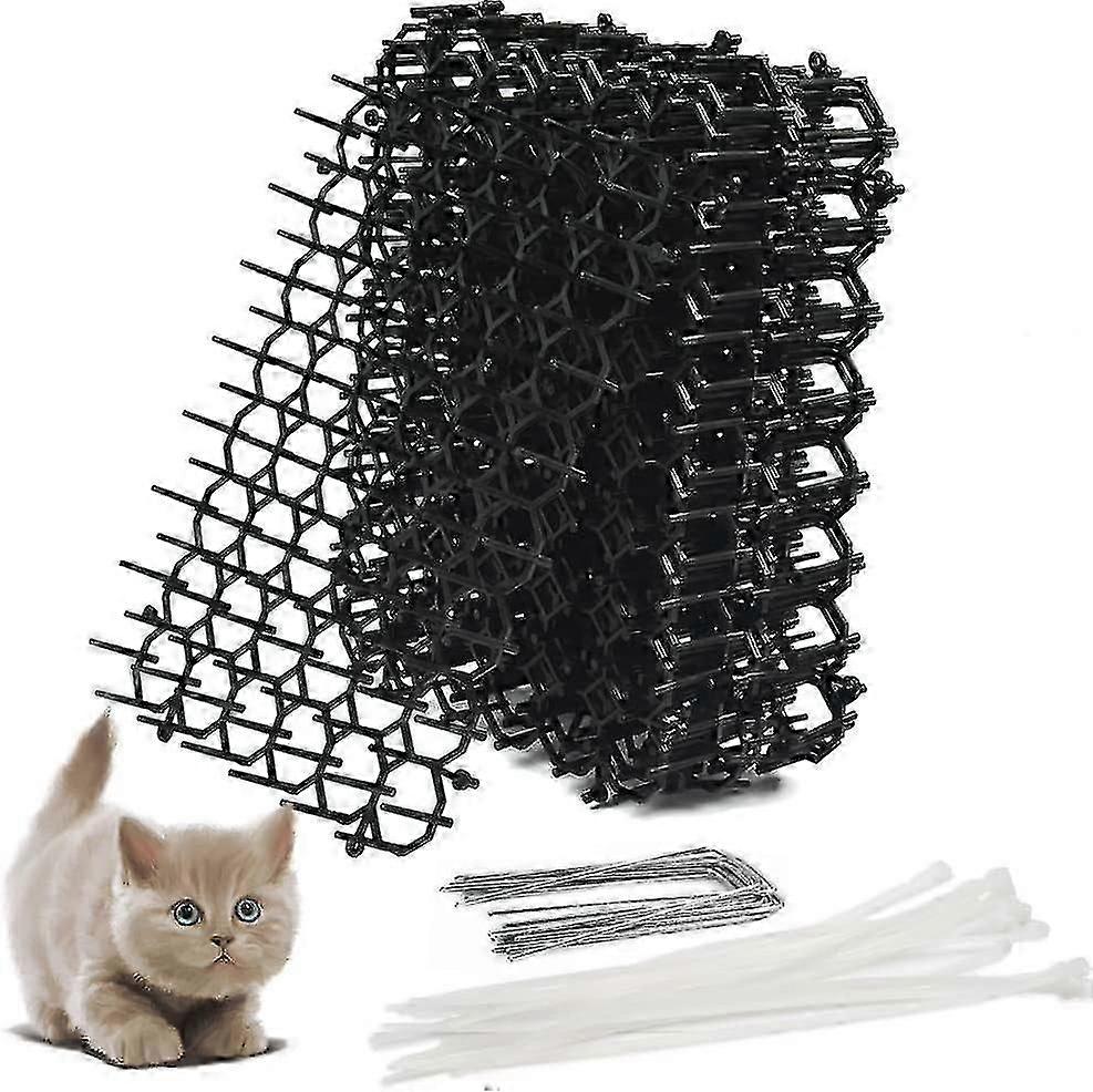 Anti-cat 12pcs Anti-cat Net With Spikes 20x15cm Mat With Spikes Cat Deterrent With 12 Nails 20 Cable Ties, Spike Repeller For Garden Anti Dogs, Cats