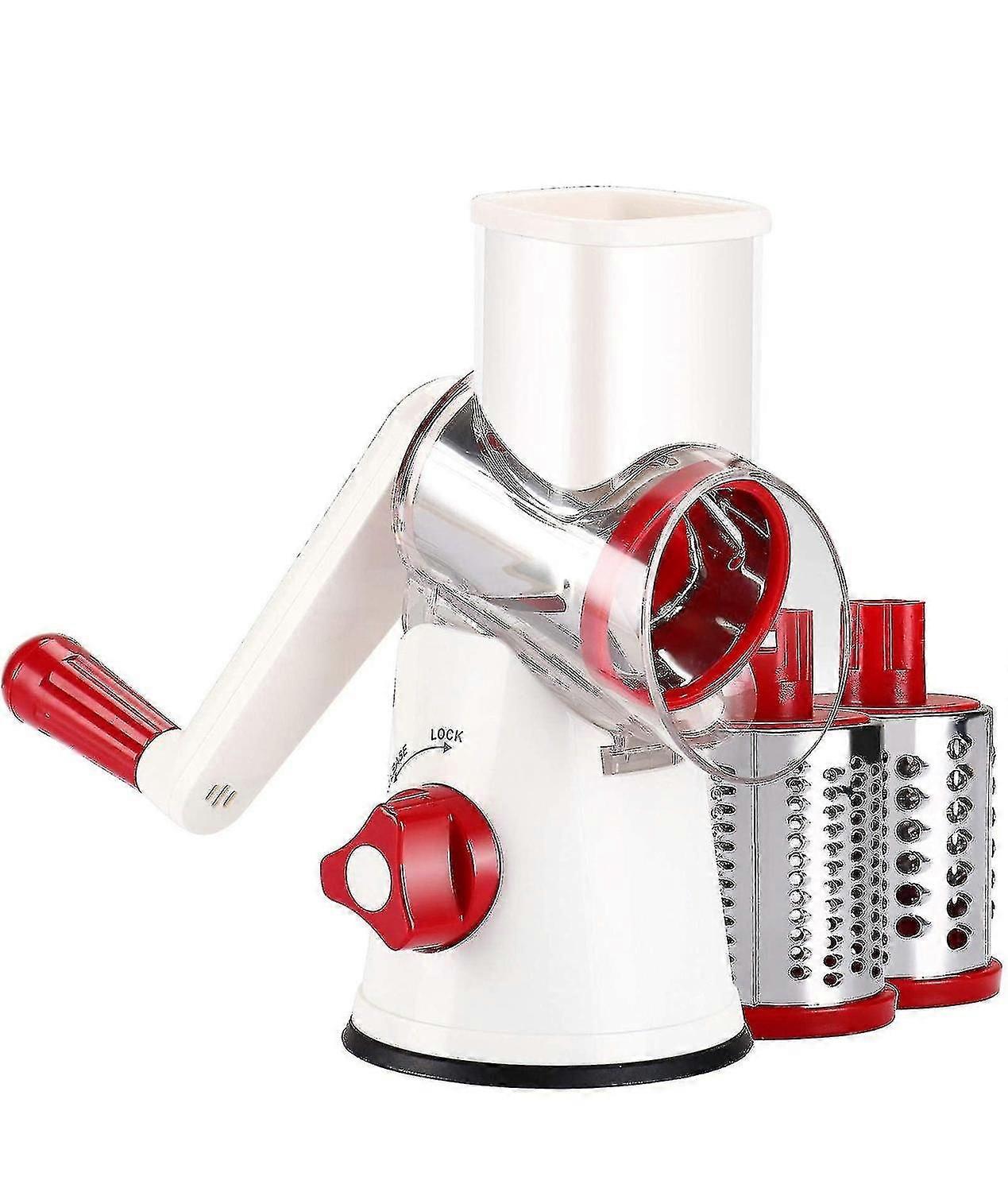 Manually Rotating Cheese Grater-round Vegetable Slicer With 3 Interchangeable Blades, Suitable For V