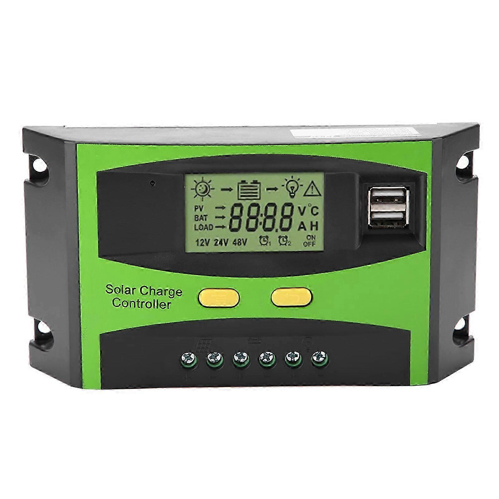 PWM Smart Dual USB Solar Panel Charge Controller Regulator LCD Display 12V 24V 20A