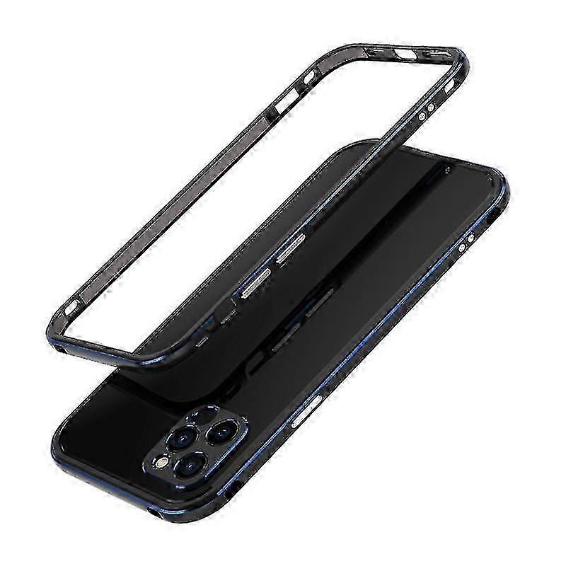 Case Cover For Iphone 12 Aurora Series Lens Protector + Metal Frame Protective Case(black Blue)