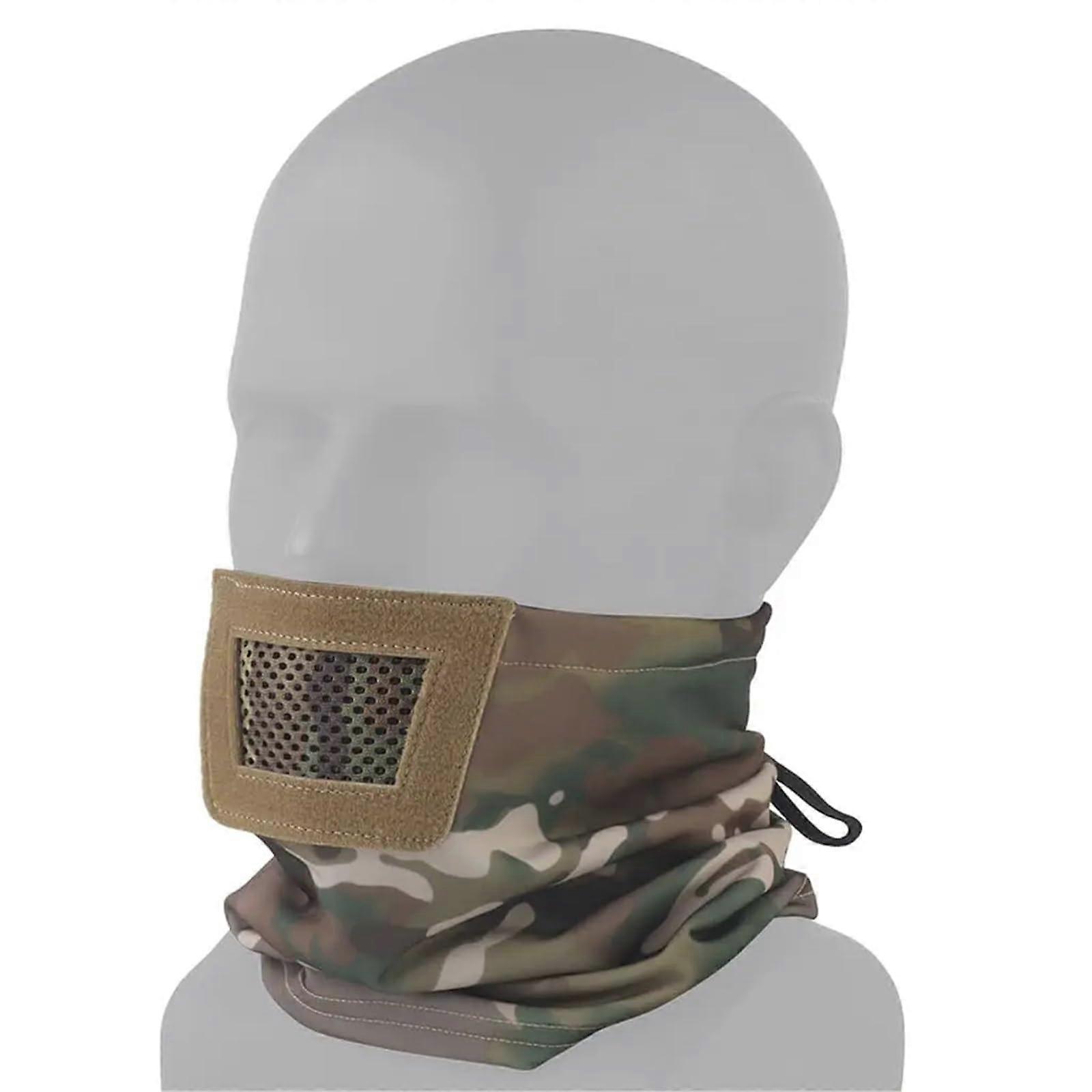 Airsoft Half Mask Breathable Multicam Mesh Tactical Mask Protective Gear for Hunting and Paintball Shooting