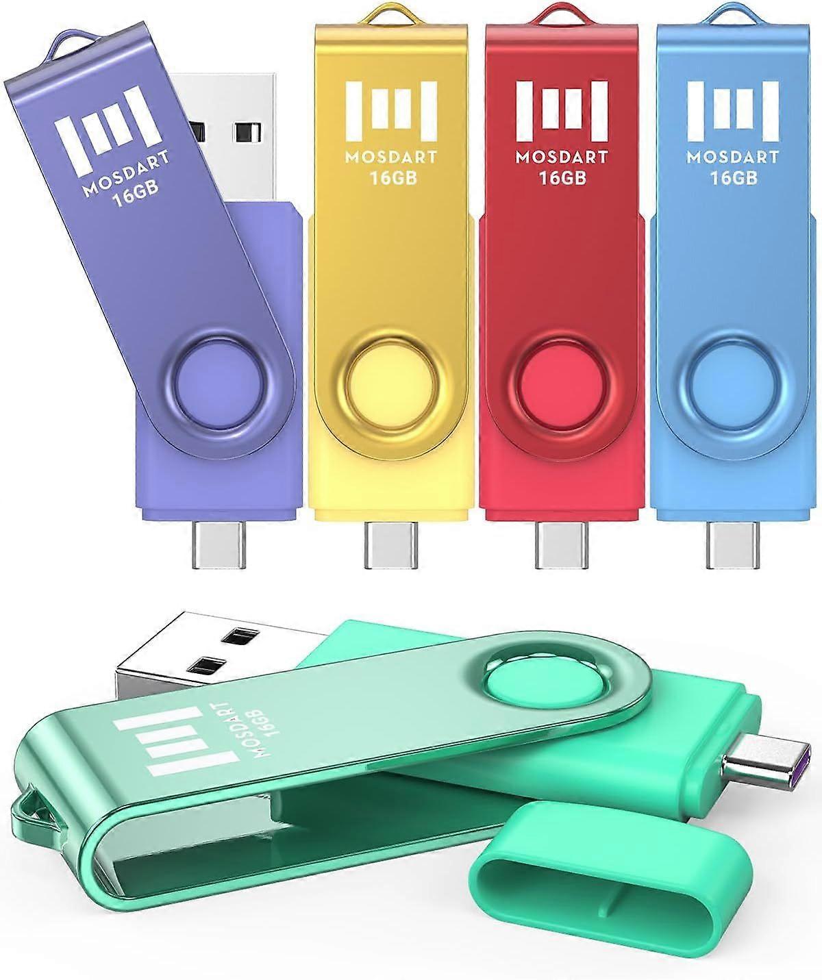 2025 Latest Model  16GB Dual USB C Flash Drive, Type C and USB A 2.0 Thumb Drive, FAT32 Me