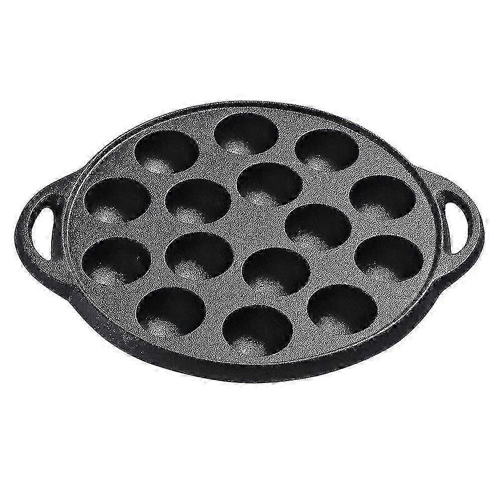 1pc Casting Iron Pan Thickened Frying Pan Practical Snail Pan (15 Holes Black)