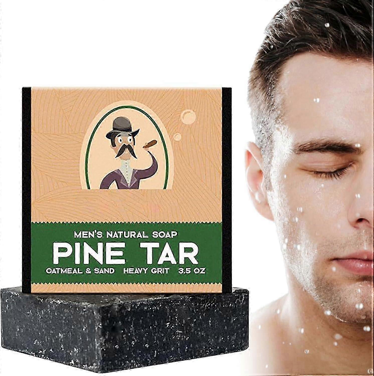 Pine Tar Soap For Men,pine Tar Soap All-natural Bar Soap For Men, Pine Tar Soap For Moisturizing, Brightening, Degreasing, Acarid Removal/YY