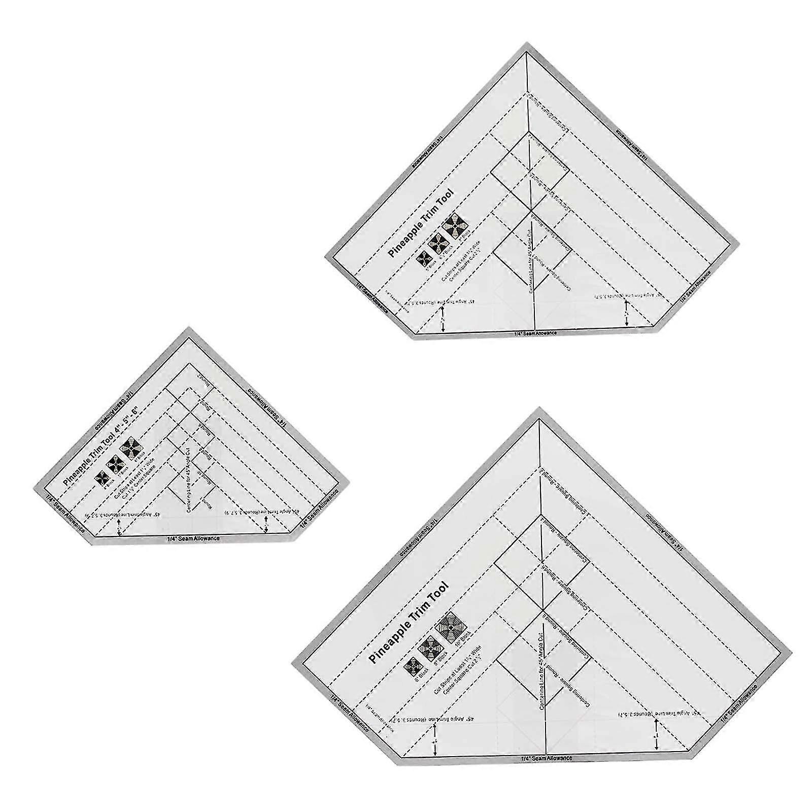 3Pcs Quilting Rulers Sewing Tool Multifunctional Trim Tool Acrylic Precise Scale Templates for Handmade Patchwork Measuring Tools Suitable f