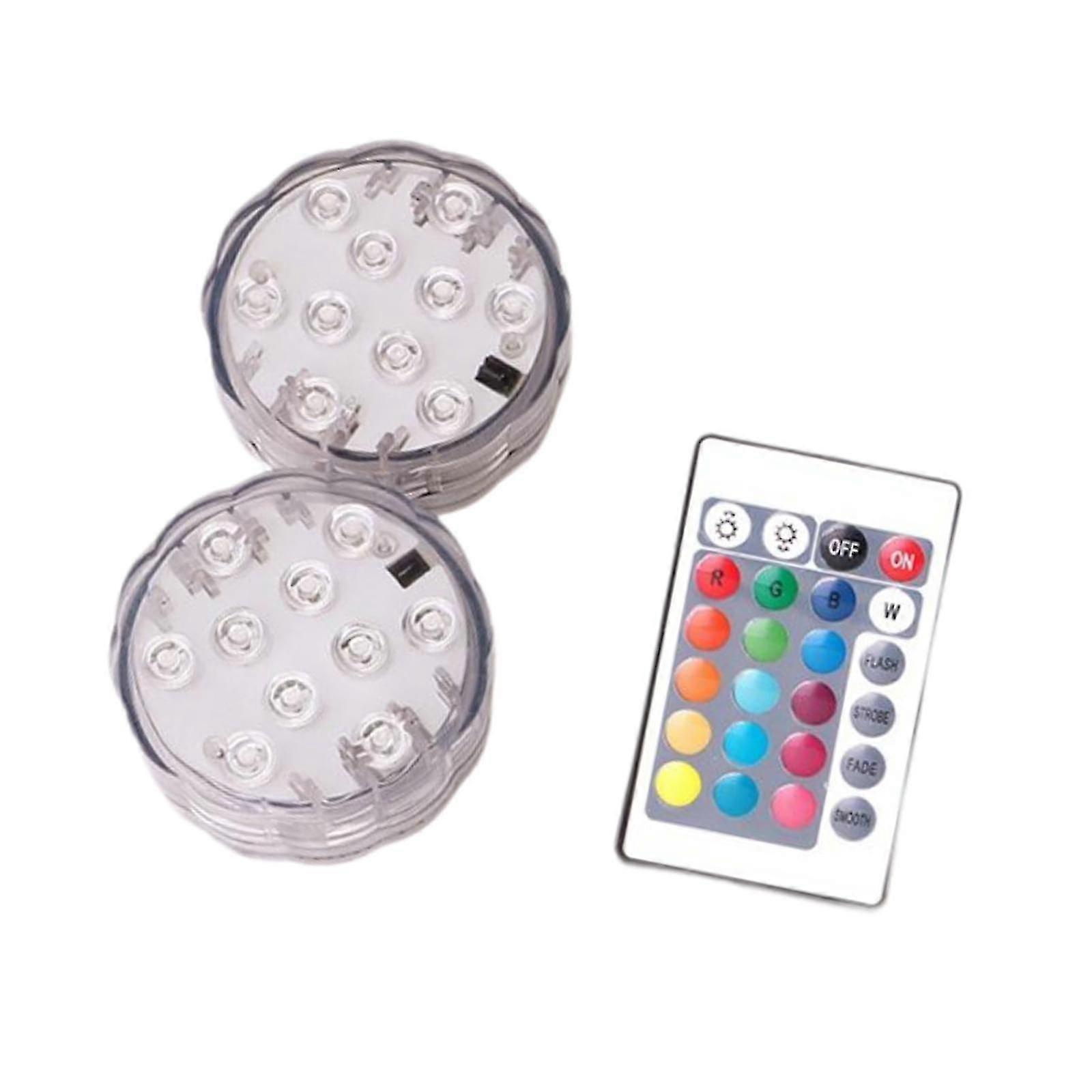 2 Pieces Submersible LED Lights with Color Changing Features Suitable for Swimming Pools, Spas, and Parties