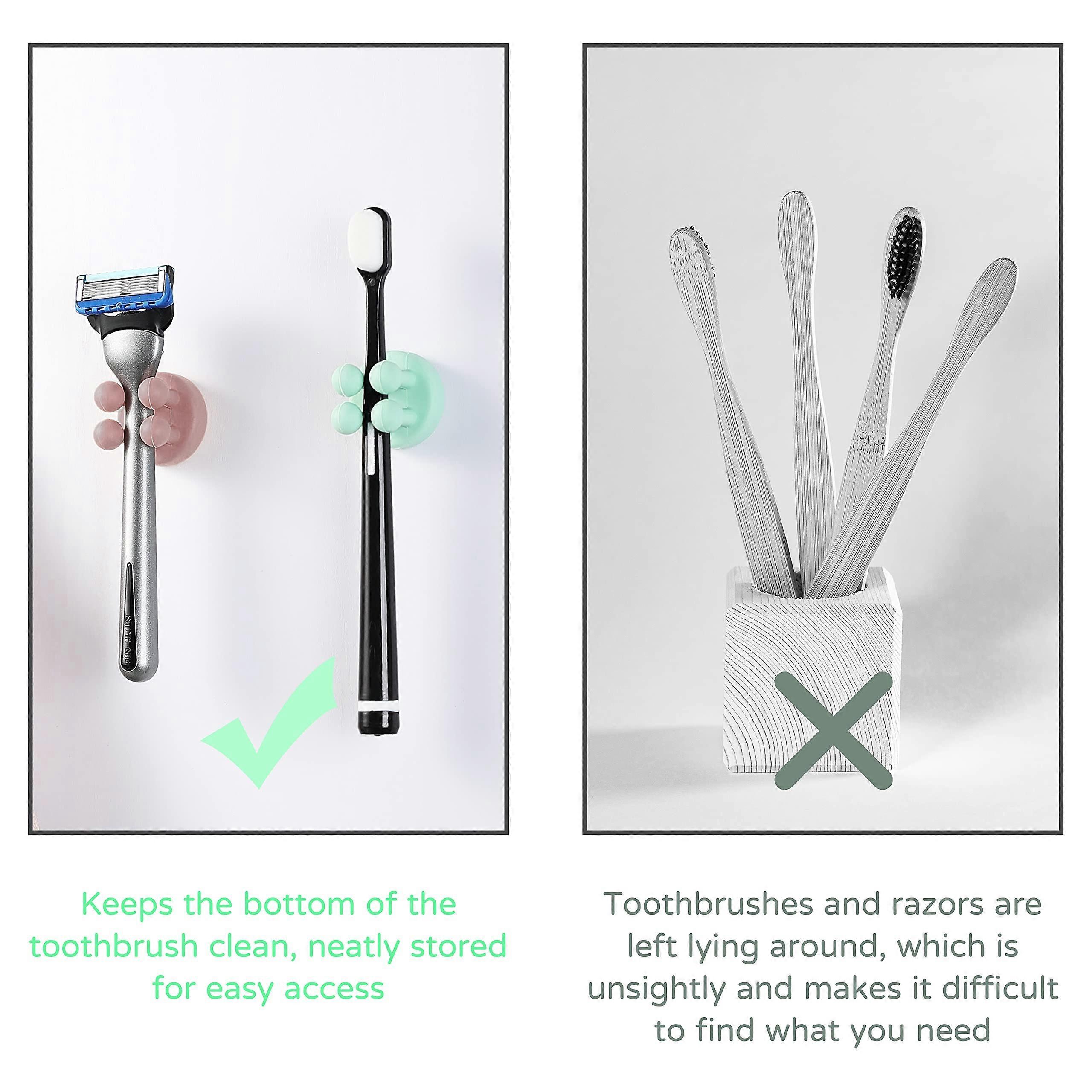 4 Pcs Silicone Toothbrush Holder Razor Holder Multi-Function Hook Waterproof Self Adhesive Toothbrush Hook Plug Holder