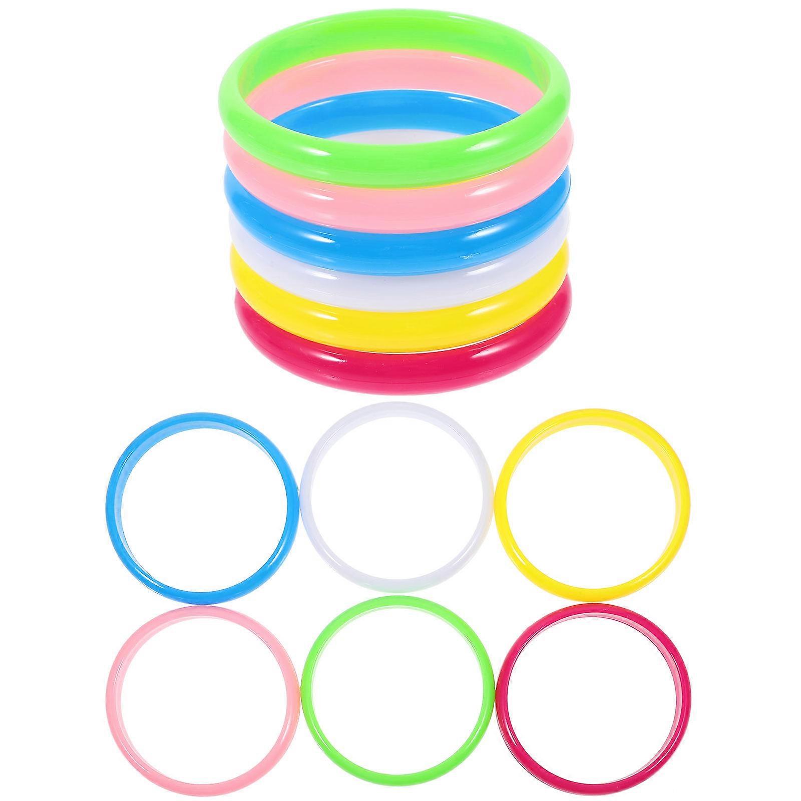 12pcs Fashion Plastic Bangle Bracelets Set Rainbow Colorful Bracelets for Women, Ideal for Decoration, DIY Jewelry & Festivals
