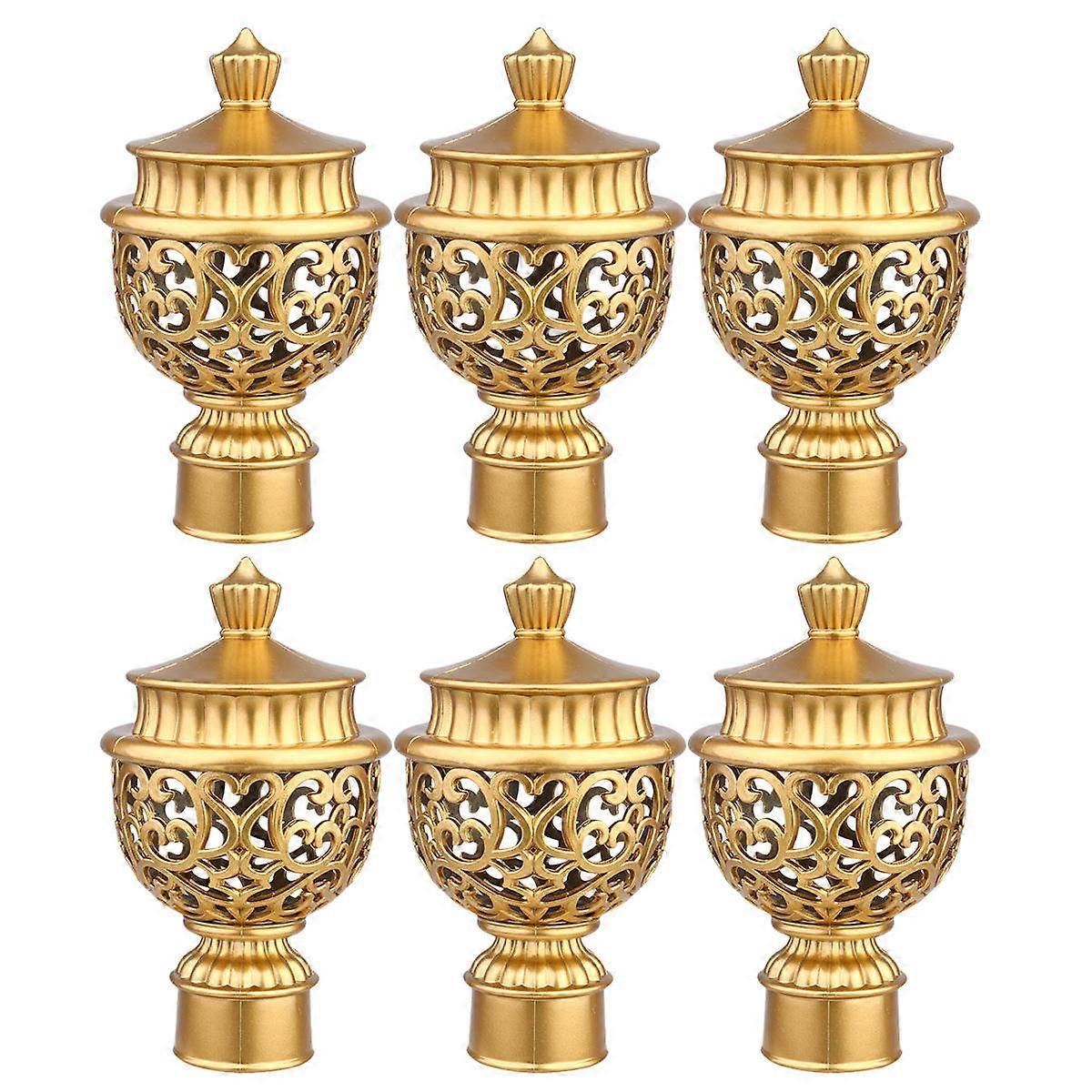 Here's a polished and engaging product description for your **"6pcs Retro Golden Hollow Curtain Rod Finials Decorative Head Plugs"**:
 
✨ **Elevate