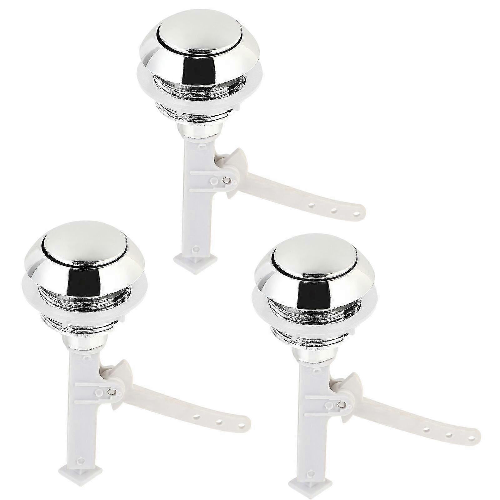 3-Piece Set of Round Toilet Water Tank Cover with Single Push Button for Universal Toilet Installation