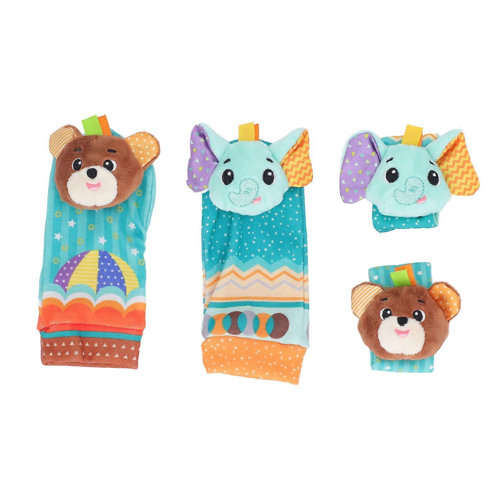Baby Wrist Rattles Toy Colorful Pattern Soft Early Educational Rattles Foot Finder Socks Set Type 2