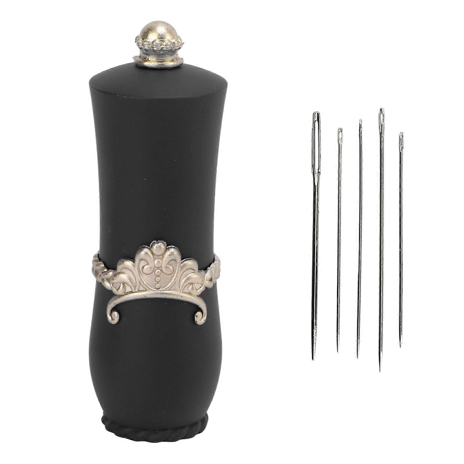 Lipstick Shape Pin Cushion Exquisite Design Retractable Portable Needle Collector for Home with Black Needle