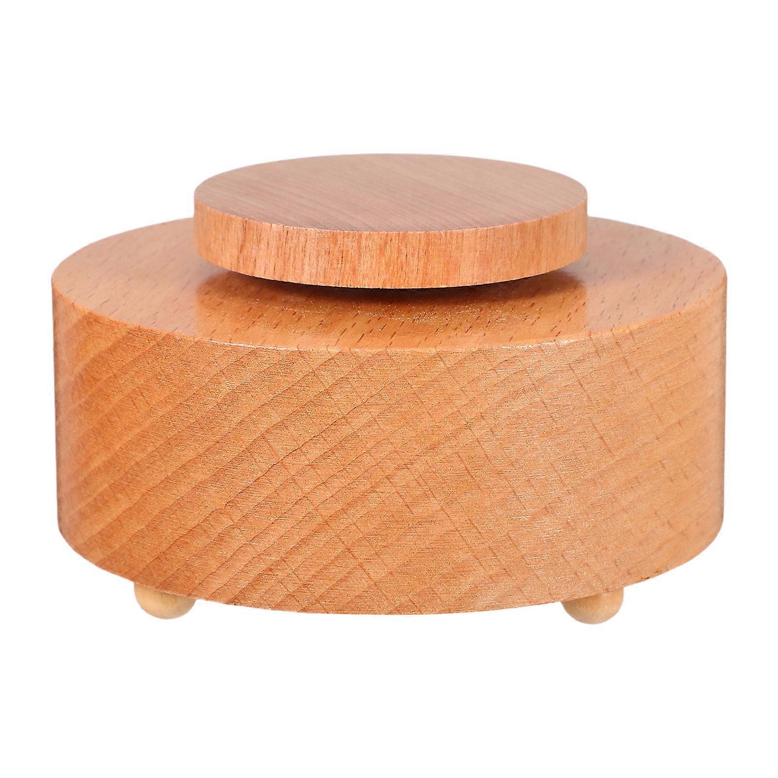 Musical Box Base Replacement Diy Music Box Part For Craft Projects Round Wooden Rotating Stand 9.30X9.30X5.30CM Wind-Up 1Pack