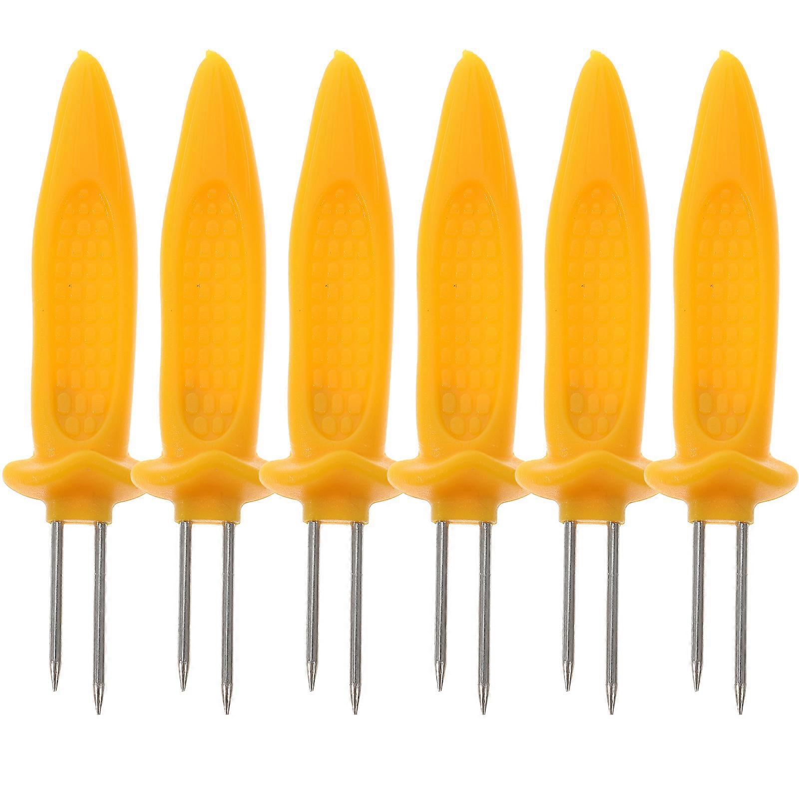 Yellow Corn Forks with Stainless for Grilling 12 Pieces