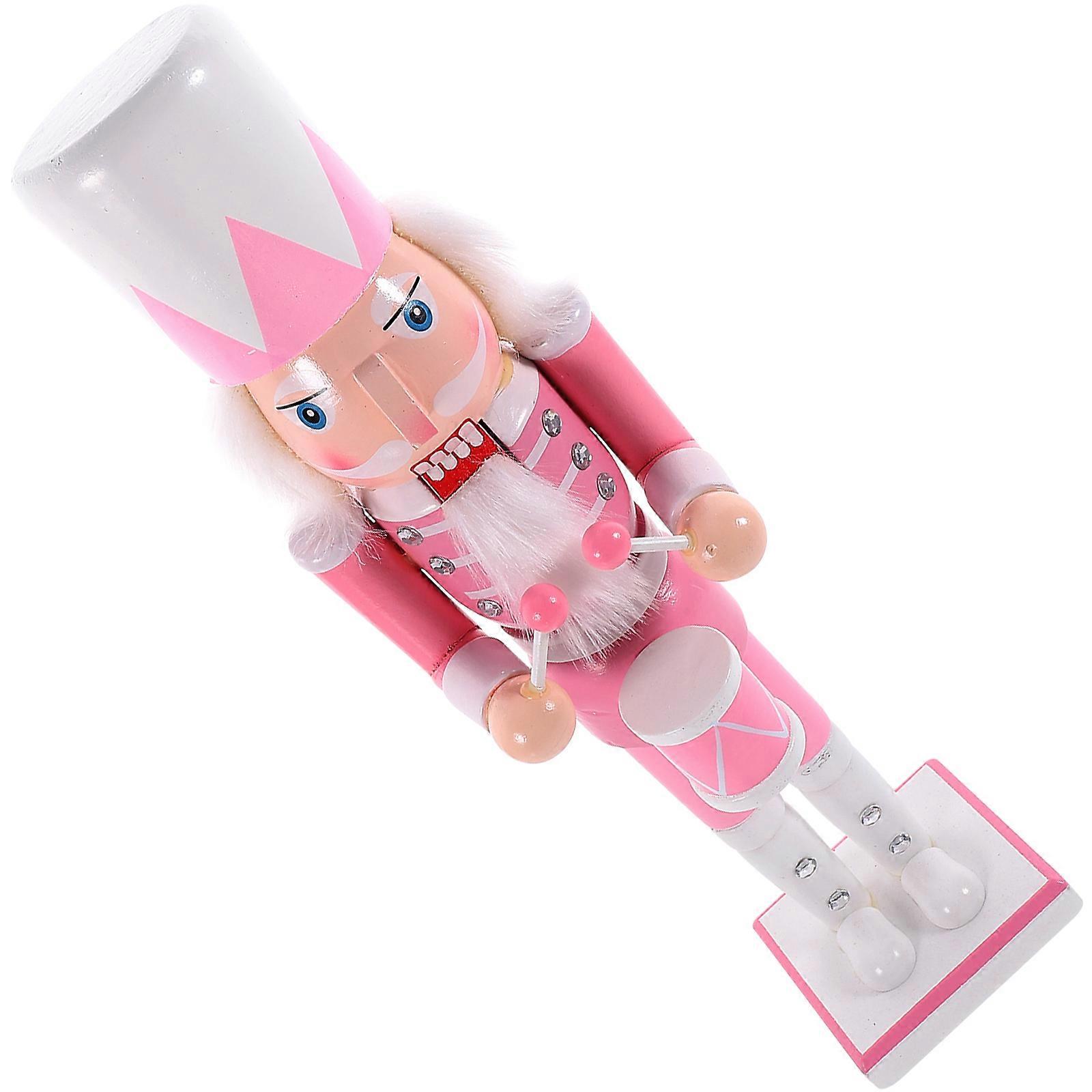 Nutcracker Ornaments Cute Nutcracker Soldier Figure Multi-Colored Home Decoration Christmas Style 38X9X8CM Wooden Statue 1Pack