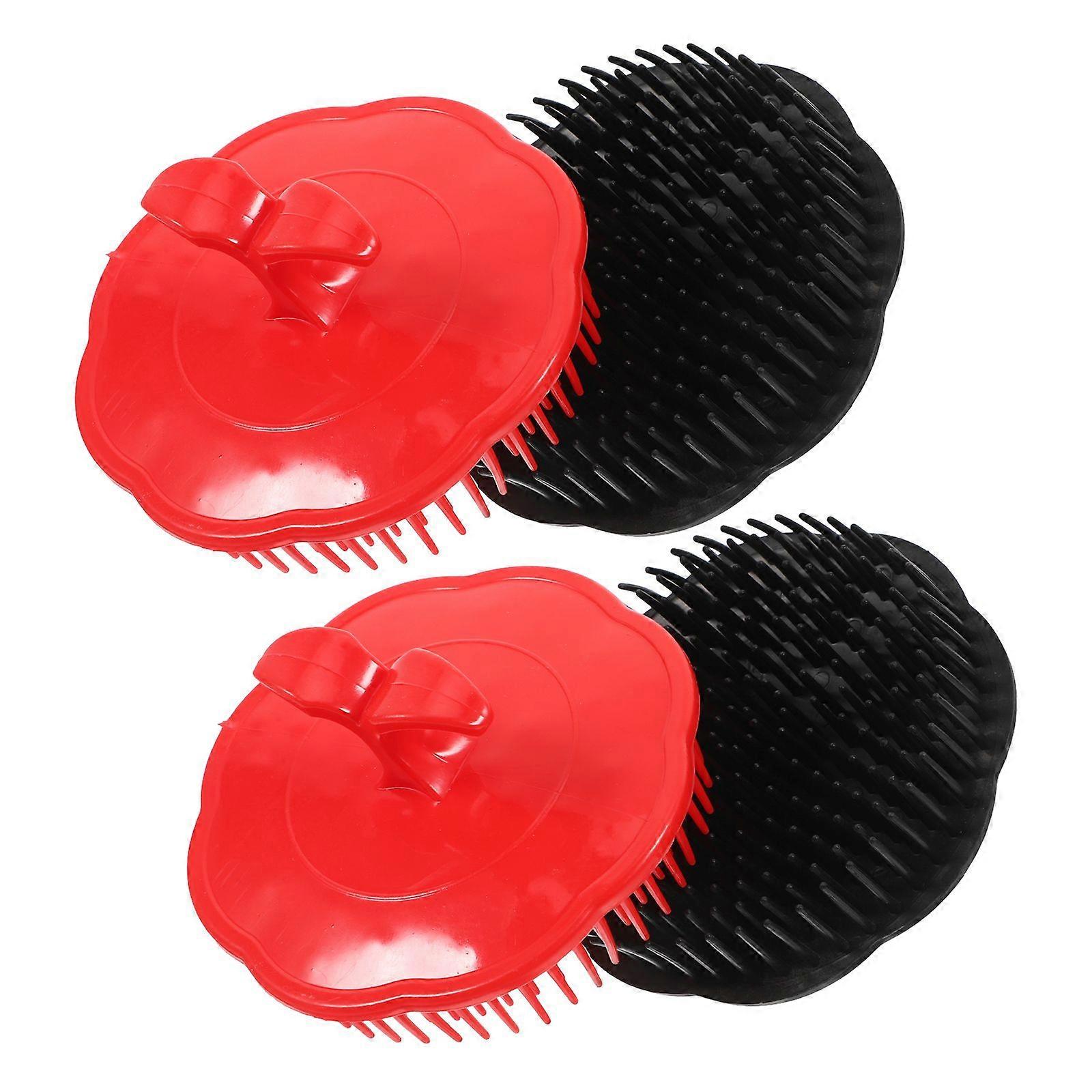 4 יחידות מברשת עיסוי שיער עגולה ידנית לעיסויי קרקפת מקרצף ראש פלסטיק מברשת פלסטיק רכה לשיער התרת קשרים פילינג קרקפת