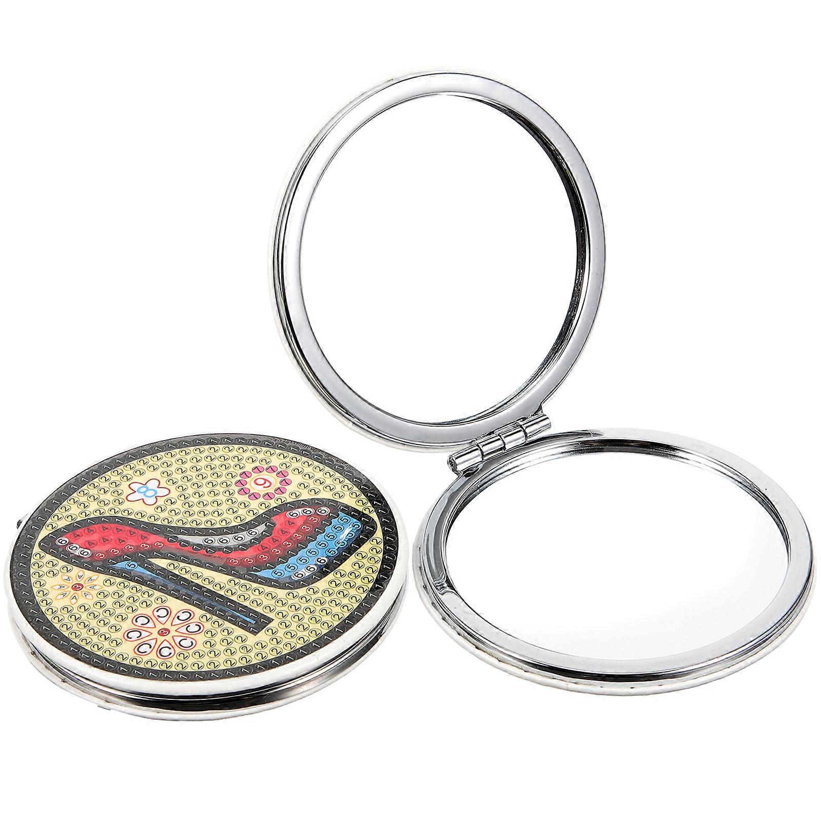 Mini Compact Mirrors Double Sided Travel Diamond Paint High Definition Glass Elegant 2Set